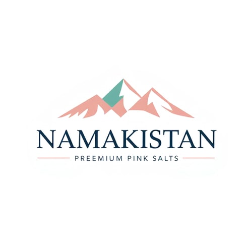 AI Design for “Create a stylish and modern logo for Namakistan with the tagline Himalayan Premium Pink Salt. Incorporate abstract Himalayan mountain shapes blended with soft pastel tones of #f8cdc7. The design should reflect nature, purity, and premium quality. Use a bold yet elegant font to make the brand name stand out, with the tagline placed neatly below.”