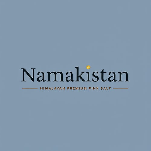 AI Design for “Generate a minimal and luxury logo for Namakistan with the tagline Himalayan Premium Pink Salt. Focus on creative typography, making the text the hero of the design. Add a subtle detail such as a salt crystal dot on the letter ‘i’ or a thin underline in #f8cdc7. The style should be simple, elegant, and perfect for high-end product packaging.”
