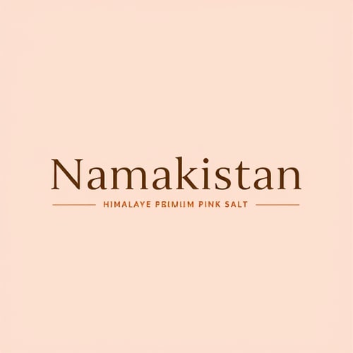 AI Design for “Generate a minimal and luxury logo for Namakistan with the tagline Himalayan Premium Pink Salt. Focus on creative typography, making the text the hero of the design. Add a subtle detail such as a salt crystal dot on the letter ‘i’ or a thin underline in #f8cdc7. The style should be simple, elegant, and perfect for high-end product packaging.”