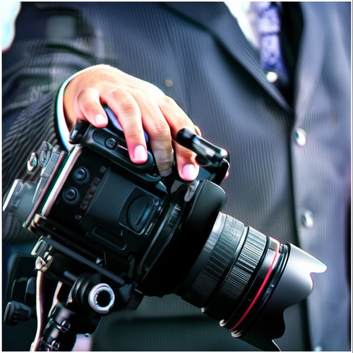 AI Design for MAKE BACKGROUND RELATED TO VIDEOGRAPHY AND PHPTPGRAPHY , CAMERA)