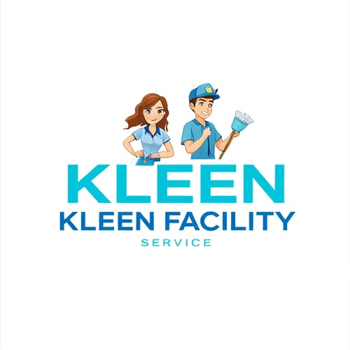AI Design for Create Logo Named "KLEEN FACILITY SERVICE" For Cleaning Service With Clipart Women And Men Holding Mop
