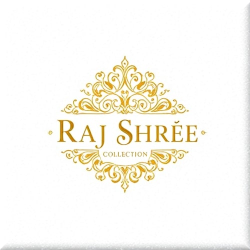 AI Design for Emblem for a luxury ornamental jewellery brand for men and women named "Raj Shree Collection": a royal emblem featuring intricate filigree work and gold color, elegant serif typography. Design with Indian royal influence and Art Deco stylistic direction, on a White velvet background.
