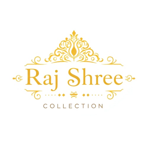 AI Design for “Luxury ornamental logo for Raj Shree Collection, jewellery brand for men and women. Use gold color with elegant serif typography. Create a royal emblem design