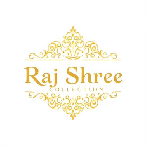 AI Design for “Luxury ornamental logo for Raj Shree Collection, jewellery brand for men and women. Use gold color with elegant serif typography. Create a royal emblem design