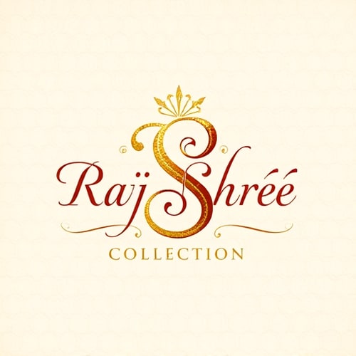 AI Design for Stylized Letterform for a gold jewellery shop named "Raj Shree Collection": A regal 'R' and 'S' intertwined, forming a subtly ornate design reminiscent of fine filigree, Golden yellow, rich ochre, and deep burgundy, Elegant serif font with delicate flourishes, inspired by Mughal architecture and traditional Indian artistry, intricate linework and subtle metallic textures, on a cream or light gold textured background.
