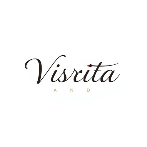 AI Design for Logo design for a fashion brand named "Visrita". Brand name written in a clean, simple, modern font. Along with the text, add a subtle fashion-related design element like a flowing fabric line, kurti outline, hanger, or elegant floral motif. Minimal, classy, and elegant style. Vector logo, no background, professional look.