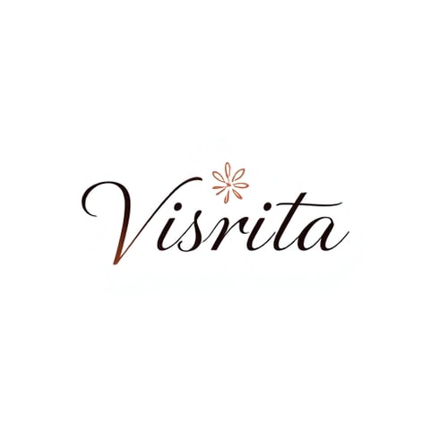 AI Design for Logo design for a fashion brand named "Visrita". Simple and elegant typography, modern and minimal style. Inspired by women’s fashion and ethnic wear (kurtis). Clean lines, soft curves, and a graceful feminine touch. Subtle icon like a kurti outline, hanger, fabric flow, or abstract floral element. Luxury yet simple design, versatile for website and print. Vector style, no background.