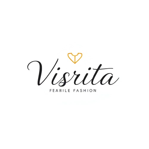 AI Design for Logo design for a fashion brand named "Visrita". Simple and elegant typography, modern and minimal style. Inspired by women’s fashion and ethnic wear (kurtis). Clean lines, soft curves, and a graceful feminine touch. Subtle icon like a kurti outline, hanger, fabric flow, or abstract floral element. Luxury yet simple design, versatile for website and print. Vector style, no background.