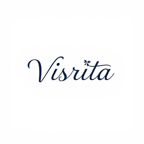 AI Design for Logo design for a fashion brand named "Visrita". Brand name written in a clean, simple, modern font. Along with the text, add a subtle fashion-related design element like a flowing fabric line, kurti outline, hanger, or elegant floral motif. Minimal, classy, and elegant style. Vector logo, no background, professional look.