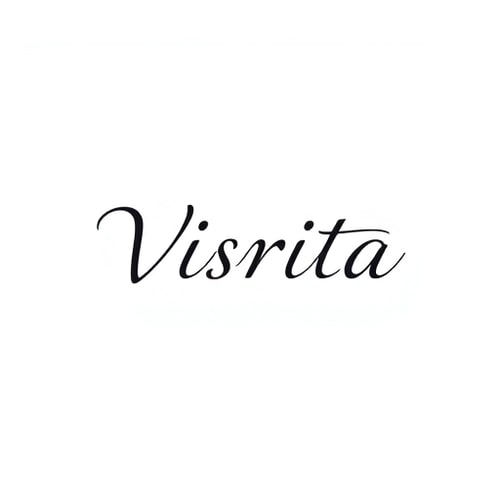 AI Design for Logo design for a fashion brand named "Visrita". Brand name written in a clean, simple, modern font. Along with the text, add a subtle fashion-related design element like a flowing fabric line, kurti outline, hanger, or elegant floral motif. Minimal, classy, and elegant style. Vector logo, no background, professional look.