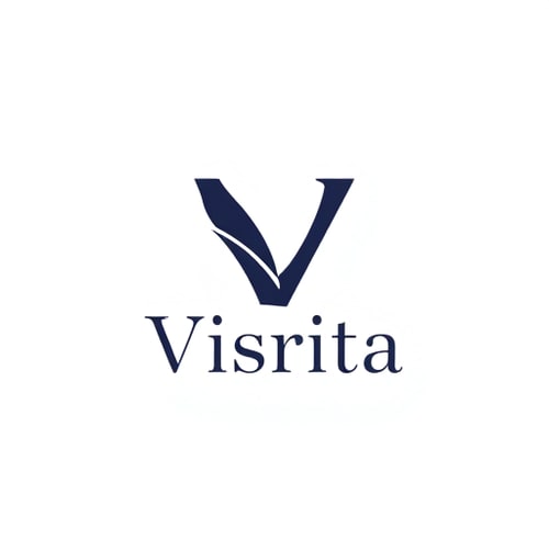 AI Design for Minimal logo design customization. The main focus is the letter "V", styled with a very simple cloth or fabric flow graphic integrated into the design. The cloth element should look elegant and minimal, like a smooth flowing line or drape, not detailed or heavy. Below, write "Visrita" in a clean, modern sans-serif font (not cursive). Professional, classy, fashion brand logo. Vector style, no background.