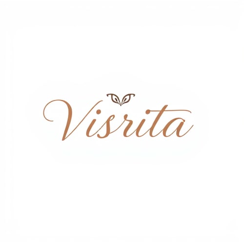 AI Design for Minimal modern logo design for a fashion brand named "Visrita". Elegant typography with stylish curves, representing women's fashion and kurtis. Use a clean and classy style, simple yet luxurious. Soft pastel or earthy tones, minimal icon like a fabric pattern, kurti outline, or abstract floral element. Professional, versatile, vector-style logo for brand identity.