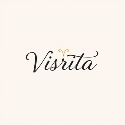 AI Design for Logo design for a fashion brand named "Visrita". Simple and elegant typography, modern and minimal style. Inspired by women’s fashion and ethnic wear (kurtis). Clean lines, soft curves, and a graceful feminine touch. Subtle icon like a kurti outline, hanger, fabric flow, or abstract floral element. Luxury yet simple design, versatile for website and print. Vector style, no background.