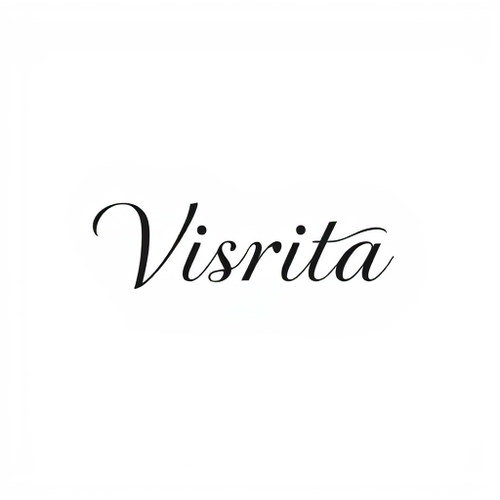 AI Design for Logo design for a fashion brand named "Visrita". Simple and elegant typography, modern and minimal style. Inspired by women’s fashion and ethnic wear (kurtis). Clean lines, soft curves, and a graceful feminine touch. Subtle icon like a kurti outline, hanger, fabric flow, or abstract floral element. Luxury yet simple design, versatile for website and print. Vector style, no background.