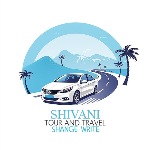 AI Design for WRITE " SHIVANI TOUR AND TRAVEL " CHANGE FONT IN MIDDLE AND IN SAME COLUR