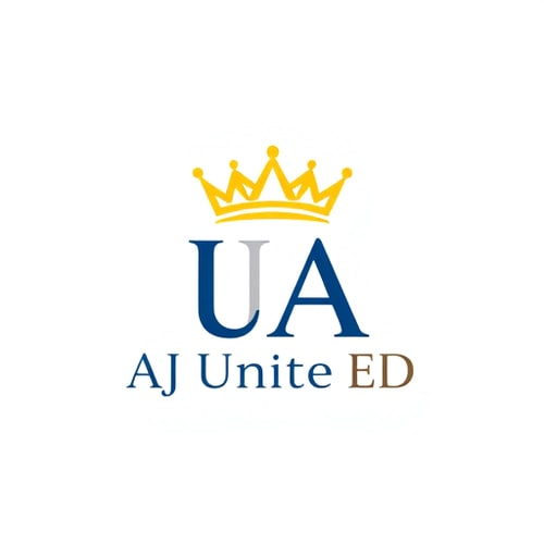 AI Design for create an logo AUA =CROWN on the top of that word and AJ Unite ED on the bottom