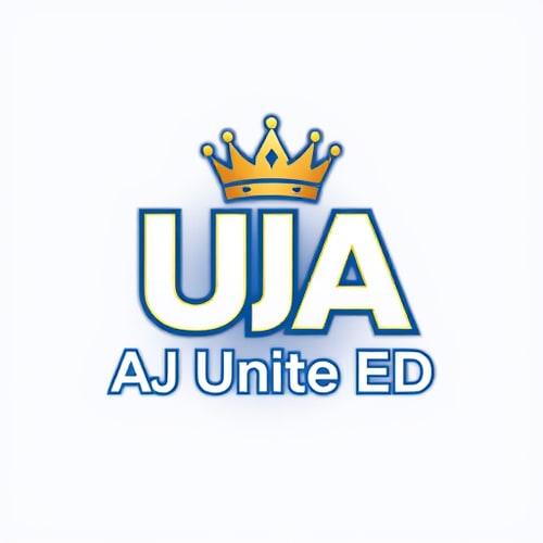 AI Design for create an 3d logo AUA =CROWN on the top of that word and AJ Unite ED on the bottom