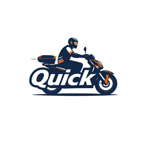 AI Design for Quickटॉ i want a logo with cool and bold type of unique for which describe the logo in which quick is written in english and टॉ is writter in hindi fullname is Quickटॉ and for quick i want a scooter weel design in o and for i a men like rider person # choose a branding color which is most suitable and trustable and cool color. and some lighning shadow also use. and make a proper logo and also send me branding for this in image formate