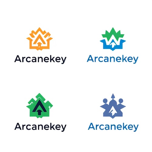 AI Design for ere are four highly creative and distinctive logo concepts for "Arcanekey" that push the boundaries of design while still maintaining professionalism and minimalism. Each explores unique approaches to symbolizing marketing and growth. Please take a look and let me know which direction you prefer.