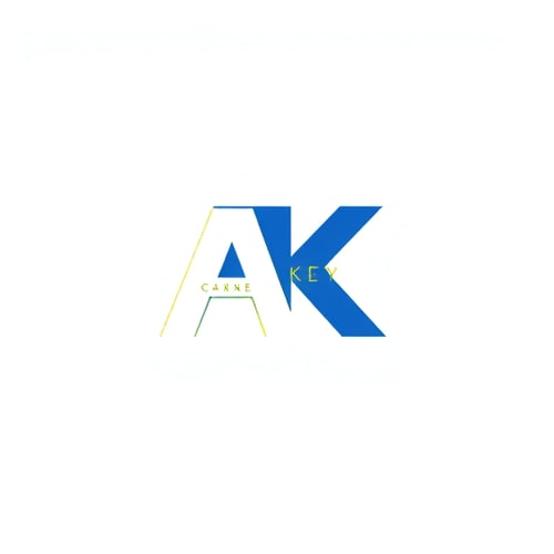 AI Design for Letterform for a digital marketing services and education company named Arcanekey: Abstracted 'AK' monogram, Blue and white, Clean and modern sans-serif typeface. Design inspired by geometric abstraction and the idea of unlocking digital potential, incorporating subtle interconnectivity within the 'A' and 'K' forms, with the 'K' having a subtle upward diagonal to suggest growth.