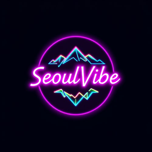 AI Design for Logó: SeoulVibe (i betűn hangjegy) ~Világos háttérre: fekete/sötétszürke betűk + neon türkiz hangjegy. ~Sötét háttérre: (pl. ha később dark mode lesz): fehér betűk + neon türkiz hangjegy. 