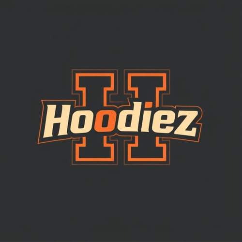 AI Design for Letterform logo for a retro-inspired, confident, and bold Hoodie brand named "Hoodiez": A stylized "H" with a subtle nod to vintage sportswear graphics, potentially incorporating a subtle shield or block element. Deep charcoal grey, a vibrant burnt orange, and a creamy off-white. Bold, blocky sans-serif font with rounded edges, reminiscent of 70s and 80s athletic wear. Design a retro athletic aesthetic with a modern, clean execution. The "H" should be the primary visual element, making it instantly recognizable and memorable. Solid background.