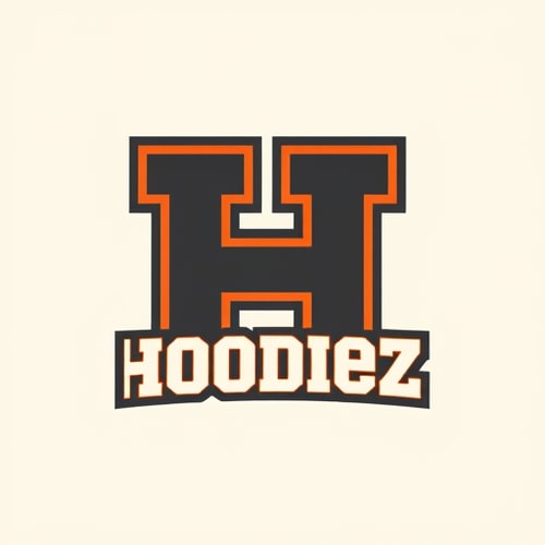 AI Design for Letterform logo for a retro-inspired, confident, and bold Hoodie brand named "Hoodiez": A stylized "H" with a subtle nod to vintage sportswear graphics, potentially incorporating a subtle shield or block element. Deep charcoal grey, a vibrant burnt orange, and a creamy off-white. Bold, blocky sans-serif font with rounded edges, reminiscent of 70s and 80s athletic wear. Design a retro athletic aesthetic with a modern, clean execution. The "H" should be the primary visual element, making it instantly recognizable and memorable. Solid background.