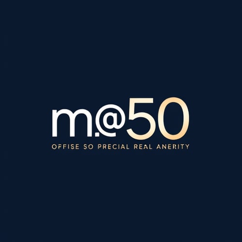 AI Design for give a typography logo for the event 'm@50' the celebration of 50 years of architectural practice of ar. mahesh.