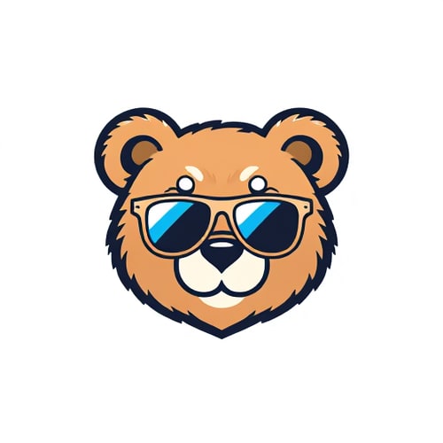 AI Design for the head of a cute teddy bear wearing sunglasses 