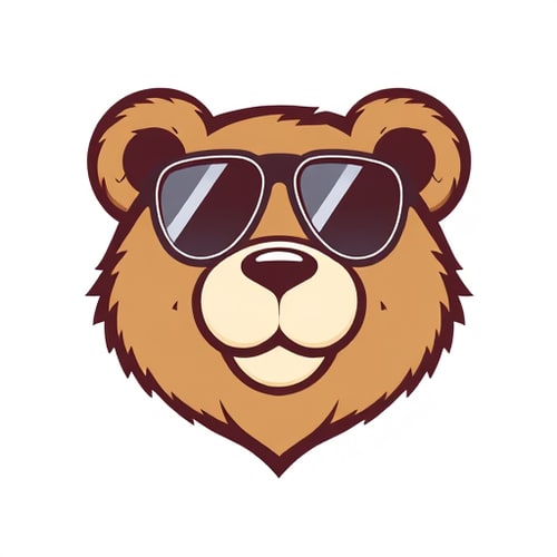 AI Design for the head of a cute teddy bear wearing sunglasses 