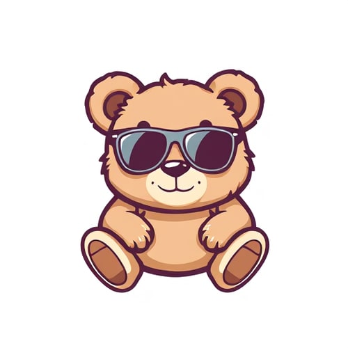 AI Design for a cute baby teddy bear wearing sunglasses 