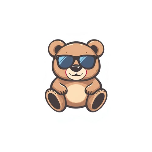 AI Design for a cute baby teddy bear wearing sunglasses 