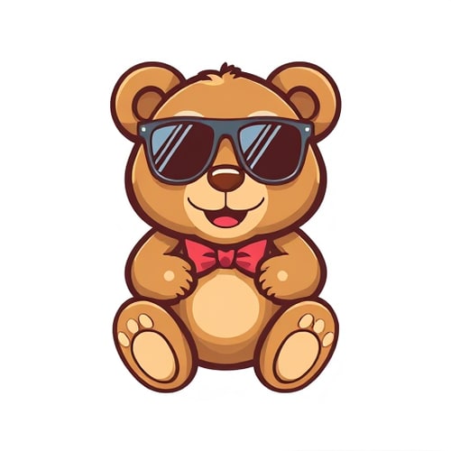 AI Design for a cute teddy bear wearing sunglasses 