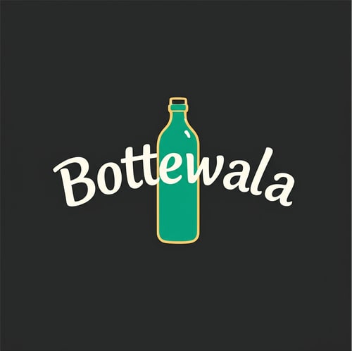 AI Design for using bottle image include the name bottlewala in it