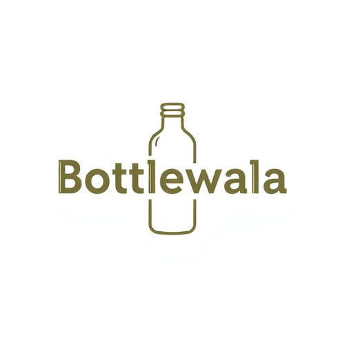 AI Design for The bottlewala name of the paper bottle company in the logo includes a horizontal bottle in that embossed bottlewala text. 