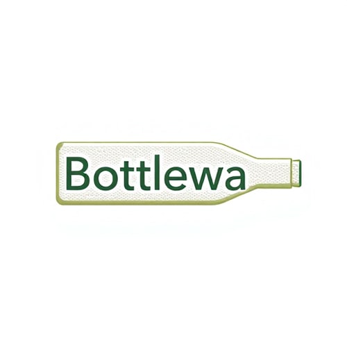 AI Design for bottlewala name of paper bottle company in logo include a horizontal bottle in that bottlewala text embossed. 