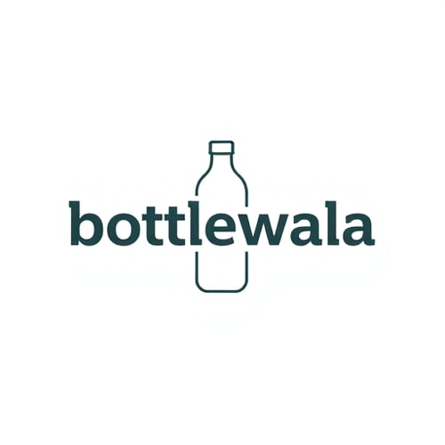AI Design for The bottlewala name of the paper bottle company in the logo includes a horizontal bottle in that embossed bottlewala text. 