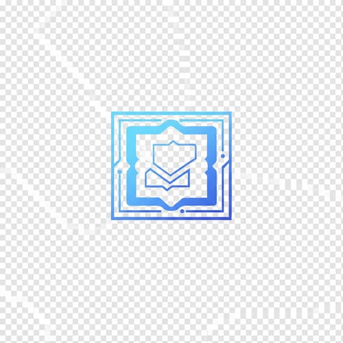 AI Design for "Futuristic logo inspired by a microchip or NFC pattern, symbolizing digital connectivity and smart cards. Clean geometric lines, glowing accents in light blue and silver. Minimalist tech look, transparent background, no text."
