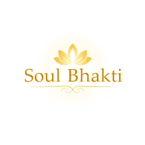 AI Design for A spiritual and peaceful logo design with the text "Soul Bhakti". Use a divine theme with soft golden and saffron colors, subtle light rays, and a calm aura. Add minimalistic elements like a glowing lotus or a subtle Om symbol in the background. The style should be clean, modern yet devotional, with a divine and soulful touch.