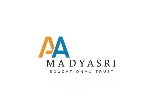 AI Design for Madala JAYASRI EDUCATIONAL TRUST logo — Letterform, primary colors, professional and inspiring, modern sans-serif typography, clean and balanced design, white background