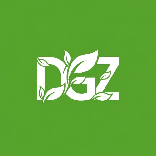 AI Design for A modern vector logo design featuring the letters D, G, and Z combined into one unified symbol. Each letter is styled with leaf-inspired elements, flowing curves, and clean cutouts to create a natural, eco-friendly look. The design should be white on a vibrant green background, with smooth edges, balanced proportions, and high clarity so that each letter (D, G, Z) is distinct but seamlessly blended together in a professional logo style.