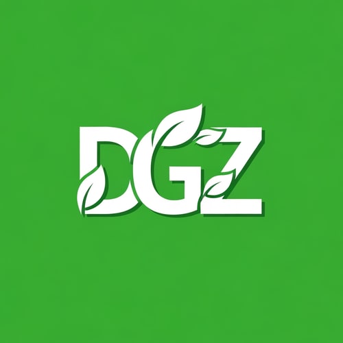 AI Design for A modern vector logo design featuring the letters D, G, and Z combined into one unified symbol. Each letter is styled with leaf-inspired elements, flowing curves, and clean cutouts to create a natural, eco-friendly look. The design should be white on a vibrant green background, with smooth edges, balanced proportions, and high clarity so that each letter (D, G, Z) is distinct but seamlessly blended together in a professional logo style.