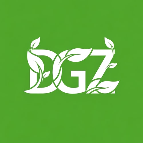 AI Design for A modern vector logo design featuring the letters D, G, and Z combined into one unified symbol. Each letter is styled with leaf-inspired elements, flowing curves, and clean cutouts to create a natural, eco-friendly look. The design should be white on a vibrant green background, with smooth edges, balanced proportions, and high clarity so that each letter (D, G, Z) is distinct but seamlessly blended together in a professional logo style.