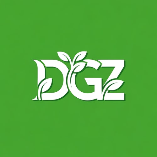 AI Design for A modern vector logo design featuring the letters D, G, and Z combined into one unified symbol. Each letter is styled with leaf-inspired elements, flowing curves, and clean cutouts to create a natural, eco-friendly look. The design should be white on a vibrant green background, with smooth edges, balanced proportions, and high clarity so that each letter (D, G, Z) is distinct but seamlessly blended together in a professional logo style. text color is #004009