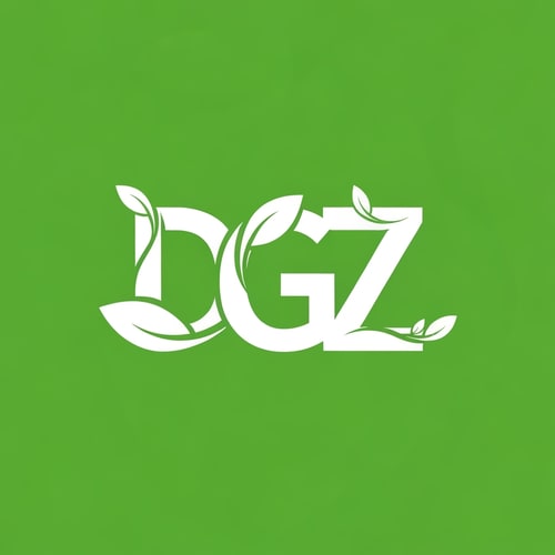AI Design for A modern vector logo design featuring the letters D, G, and Z combined into one unified symbol. Each letter is styled with leaf-inspired elements, flowing curves, and clean cutouts to create a natural, eco-friendly look. The design should be white on a vibrant green background, with smooth edges, balanced proportions, and high clarity so that each letter (D, G, Z) is distinct but seamlessly blended together in a professional logo style. text color is #004009