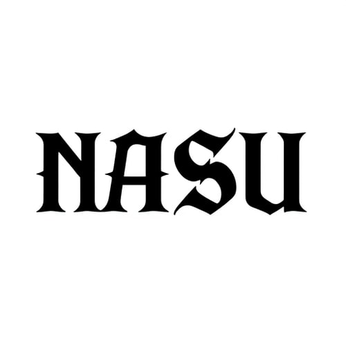 AI Design for "Design a bold and elegant logo for the brand 'NASU' in a gothic/blackletter style similar to the attached reference. Use sharp, angular lines with a strong vertical emphasis and symmetrical structure. Letters should be stylized and interlocked, creating a modern yet classic calligraphic feel. Color palette: black on white background for a clean, high-contrast look. The logo should feel powerful, timeless, and suitable for a premium design/editing company. Ensure readability while keeping the intricate gothic style."