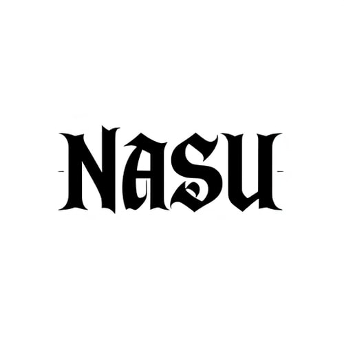 AI Design for "Design a bold and elegant logo for the brand 'NASU' in a gothic/blackletter style similar to the attached reference. Use sharp, angular lines with a strong vertical emphasis and symmetrical structure. Letters should be stylized and interlocked, creating a modern yet classic calligraphic feel. Color palette: black on white background for a clean, high-contrast look. The logo should feel powerful, timeless, and suitable for a premium design/editing company. Ensure readability while keeping the intricate gothic style."
give combine letters