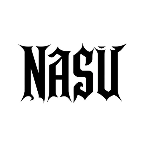 AI Design for "Design a bold and elegant logo for the brand 'NASU' in a gothic/blackletter style similar to the attached reference. Use sharp, angular lines with a strong vertical emphasis and symmetrical structure. Letters should be stylized and interlocked, creating a modern yet classic calligraphic feel. Color palette: black on white background for a clean, high-contrast look. The logo should feel powerful, timeless, and suitable for a premium design/editing company. Ensure readability while keeping the intricate gothic style."
give combine letters
