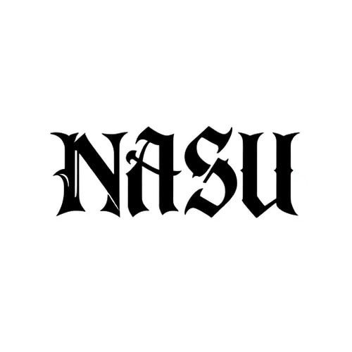 AI Design for "Design a bold and elegant logo for the brand 'NASU' in a gothic/blackletter style similar to the attached reference. Use sharp, angular lines with a strong vertical emphasis and symmetrical structure. Letters should be stylized and interlocked, creating a modern yet classic calligraphic feel. Color palette: black on white background for a clean, high-contrast look. The logo should feel powerful, timeless, and suitable for a premium design/editing company. Ensure readability while keeping the intricate gothic style."
give combine letters