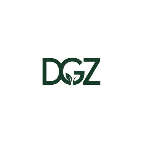 AI Design for Letterform logo for a company named "DGZ": a cohesive single lettermark forming DGZ as a unified icon, minimalist, modern, and geometric. Design with sharp edges and clean lines, inspired by architectural forms, with a sophisticated and professional visual execution. Solid background color is white and letter color is darkgreen and all letter showing a leaf